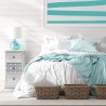 Rebecca Mobili Comodino in Legno Bianco e Blu con 3 Cassetti Camera da Letto Shabby Chic 59,5x30x25 cm