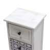 Rebecca Mobili Blue and White Wood Nightstand with 3 Drawers Shabby Chic Bedroom 59,5x30x25 cm