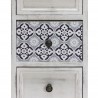 Rebecca Mobili Table de Chevet 3 Tiroirs,Petite Commode en Bois MDF, Blanc GrisShabby 59.5x30x25 cm