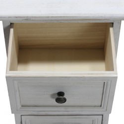 Rebecca Mobili Blue and White Wood Nightstand with 3 Drawers Shabby Chic Bedroom 59,5x30x25 cm