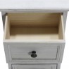 Rebecca Mobili Table de Chevet 3 Tiroirs,Petite Commode en Bois MDF, Blanc GrisShabby 59.5x30x25 cm