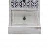 Rebecca Mobili Blue and White Wood Nightstand with 3 Drawers Shabby Chic Bedroom 59,5x30x25 cm