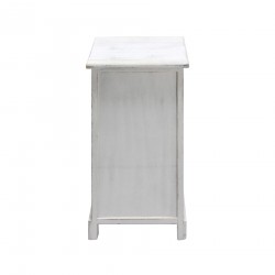 Rebecca Mobili Table de Chevet 3 Tiroirs,Petite Commode en Bois MDF, Blanc GrisShabby 59.5x30x25 cm