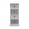 Rebecca Mobili Cassettiera in Legno Bianco e Blu con 4 Cassetti per Bagno Shabby Chic 76x30x25 cm