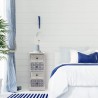 Rebecca Mobili Cassettiera in Legno Bianco e Blu con 4 Cassetti per Bagno Shabby Chic 76x30x25 cm