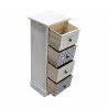 Rebecca Mobili Cassettiera in Legno Bianco e Blu con 4 Cassetti per Bagno Shabby Chic 76x30x25 cm