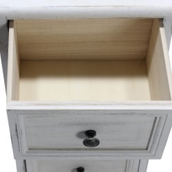 Rebecca Mobili Commode Table de Chevet Étroite Bois MDF Blanc Gris 4 Tiroirs Vintage Entrée 76x30x25 cm