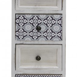 Rebecca Mobili Cajonera de Madera Blanca Gris con 4 Cajones para baño Shabby Chic 76x30x25 cm