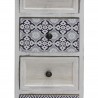 Rebecca Mobili Cassettiera in Legno Bianco e Blu con 4 Cassetti per Bagno Shabby Chic 76x30x25 cm