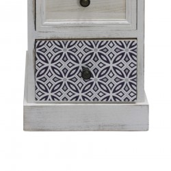 Rebecca Mobili Cajonera de Madera Blanca Gris con 4 Cajones para baño Shabby Chic 76x30x25 cm