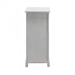 Rebecca Mobili Commode Table de Chevet Étroite Bois MDF Blanc Gris 4 Tiroirs Vintage Entrée 76x30x25 cm