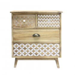 Rebecca Mobili Commode 4 Tiroirs en Bois clair Shabby Boho pour la Cuisine, l'Entrée