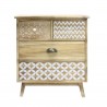 Rebecca Mobili Mobiletto Cassettiera 4 Cassetti in Legno Chiaro Shabby Boho per Cucina Ingresso