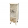 Rebecca Mobili Mesita de noche Cajonera estrecha Boho Shabby de madera 4 Cajones Dormitorio