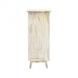 Rebecca Mobili Narrow Bedside Cabinet 4 Drawers Boho Shabby Wood for Bedroom