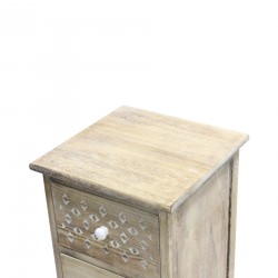 Rebecca Mobili Narrow Bedside Table 3 Drawer Antique Wood Nightstand for Bedroom