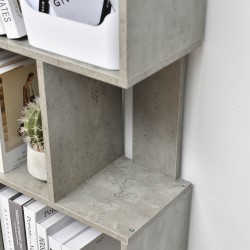 Rebecca Mobili Modern Bookcase 5 Shelves in Grey Wood for Living Room Office