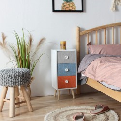 Rebecca Mobili Bedside Table Wooden Drawer Modern Colourful Fabric for Bedroom