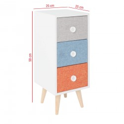 Rebecca Mobili Bedside Table Wooden Drawer Modern Colourful Fabric for Bedroom