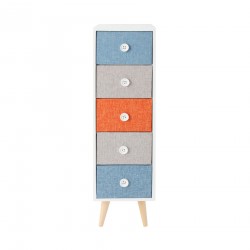 Rebecca Mobili Dresser Chest of Drawers 5-Drawer Modern Wooden Fabric for Children's Rooms