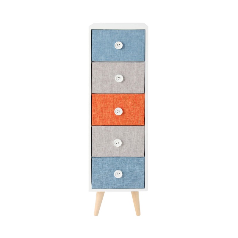 Rebecca Mobili Dresser Chest of Drawers 5-Drawer Modern Wooden Fabric for Children's Rooms