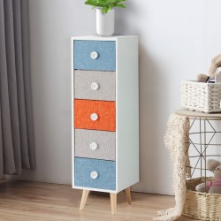 Rebecca Mobili Dresser Chest of Drawers 5-Drawer Modern Wooden Fabric for Children's Rooms