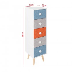 Rebecca Mobili Dresser Chest of Drawers 5-Drawer Modern Wooden Fabric for Children's Rooms