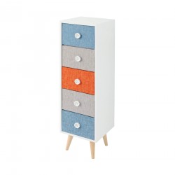 Rebecca Mobili Ladekast met 5 Lades Gemonteerde Ladekast wit Grijs Blauw Oranje Modern Mdf Houtstof Voor Inkom