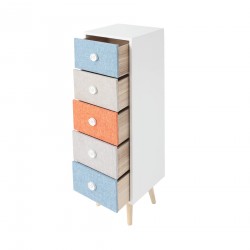 Rebecca Mobili Commode 5 Tiroirs Moderne en bois et tissu pour Chambre d'enfant