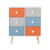 Rebecca Mobili Chest of Drawers Wooden Storage Unit 6 Drawers Modern Colourful Fabric