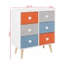 Rebecca Mobili Chest of Drawers Wooden Storage Unit 6 Drawers Modern Colourful Fabric