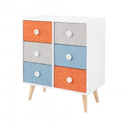 Rebecca Mobili Chest of Drawers Wooden Storage Unit 6 Drawers Modern Colourful Fabric