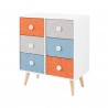 Rebecca Mobili Chest of Drawers Wooden Storage Unit 6 Drawers Modern Colourful Fabric