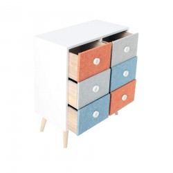 Rebecca Mobili Commode 6 Tiroirs en bois gain d'espace Moderne coloré Tissu