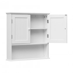 Rebecca Mobili Wall-mounted White Wooden Bathroom Cupboard with 2 Doors and 1 Shelf