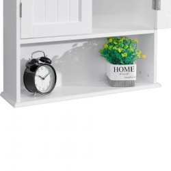 Rebecca Mobili Wall-mounted White Wooden Bathroom Cupboard with 2 Doors and 1 Shelf