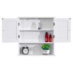 Rebecca Mobili Wall-mounted White Wooden Bathroom Cupboard with 2 Doors and 1 Shelf