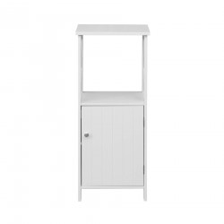 Rebecca Mobili Column Cabinet White Wooden with Shelves Door for Bathrooms