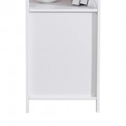 Rebecca Mobili Column Cabinet White Wooden with Shelves Door for Bathrooms