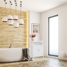 Rebecca Mobili Bathroom Cabinet with 2 Doors and Shelf in White Wood Modern Design