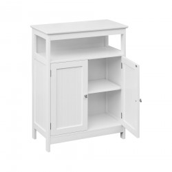 Rebecca Mobili Bathroom Cabinet with 2 Doors and Shelf in White Wood Modern Design