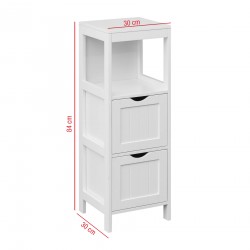 Rebecca Mobili Mueble de baño de madera blanca con 2 cajones y estante