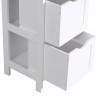 Rebecca Mobili Column Cabinet White Wooden Bathroom Cabinet with 2 Drawers and Shelf