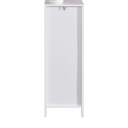 Rebecca Mobili Column Cabinet White Wooden Bathroom Cabinet with 2 Drawers and Shelf