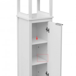 Rebecca Mobili Armoire de salle de bains à piédestal en bois blanc avec 1 porte et 4 étagères