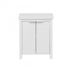 Rebecca Mobili White Wood Floor-standing Space-Saving 2 Door 2 Shelf Modern Bathroom Cabinet