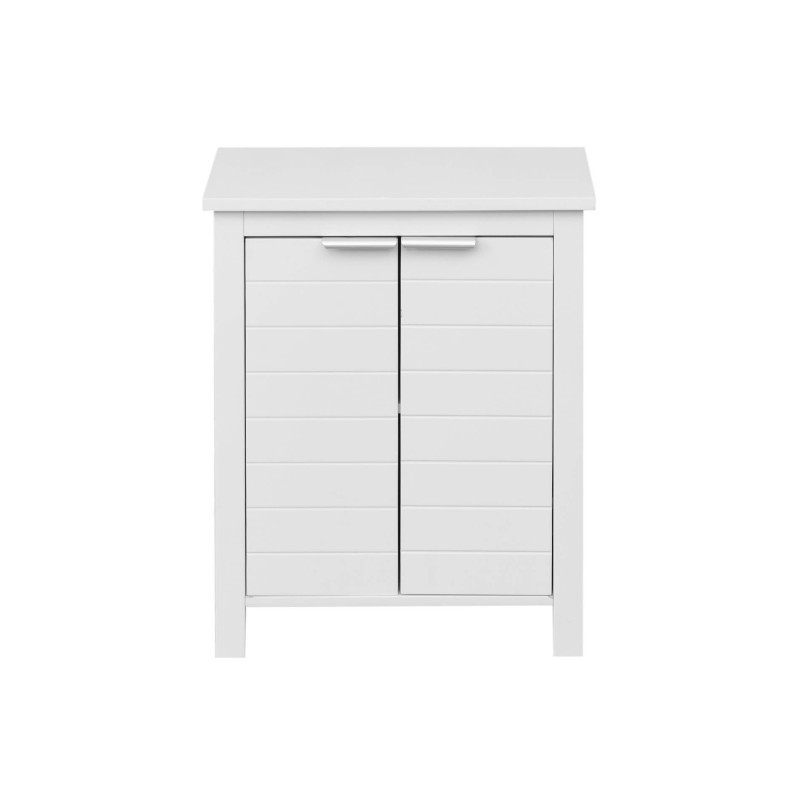 Rebecca Mobili White Wood Floor-standing Space-Saving 2 Door 2 Shelf Modern Bathroom Cabinet