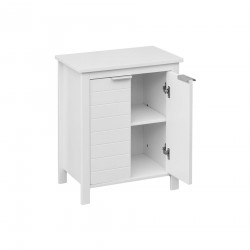 Rebecca Mobili White Wood Floor-standing Space-Saving 2 Door 2 Shelf Modern Bathroom Cabinet