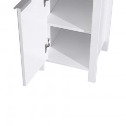 Rebecca Mobili Space-saving White Wooden Column Unit Vanity Cabinet with door