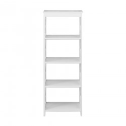 Rebecca Mobili White Wooden Shelf Modern Bookcase 4 Shelves for Bathroom Living Room